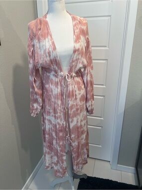 Boho Me Rose Pink & White Tie-Dye Swim Coverup